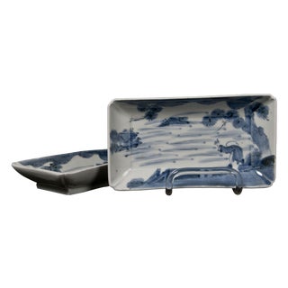Jappanese Blue & White Dishes - A Pair For Sale