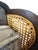 Lavender Traditional Queen Anne Style Dark Wood Caned Lounge Chair With Floral Velvet Cushions For Sale - Image 8 of 10