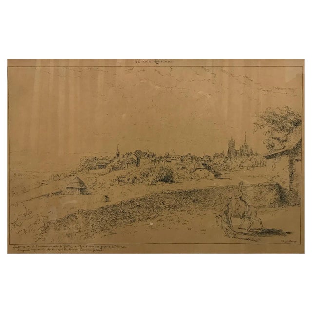 Charles François Villermet, View of Lausanne, Work on Paper For Sale