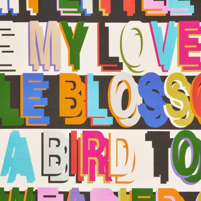 Lines from one of the Romantic poet’s famous sonnets parades across heavy canvas in a Warhol-esque rainbow of font to...