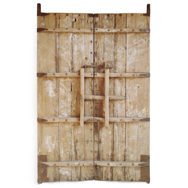 Early 20th Century Antique Wood & Iron Mongolian Wood Door For Sale - Image 5 of 5