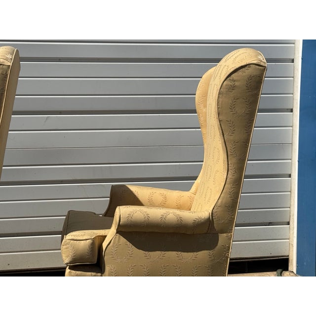 1960s Pair of Vintage Mid Century Fireside Elongated Wingback Chairs For Sale - Image 5 of 11