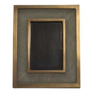 Picture Frame 5x7” in Grey Shagreen With Brass Details by Kifu Paris For Sale