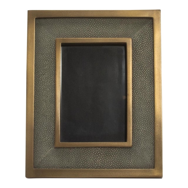 Picture Frame 5x7” in Grey Shagreen With Brass Details by Kifu Paris For Sale