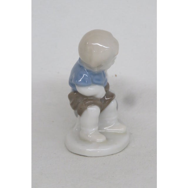 Mid 20th Century West Germany Porcelain Boy and Bird Small Figurine With Glossy Finish 4499b For Sale - Image 5 of 12