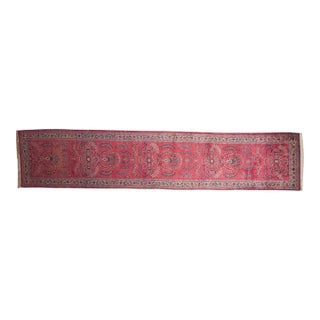 Vintage Meshed Rug Runner 3'4" X 16'1" For Sale