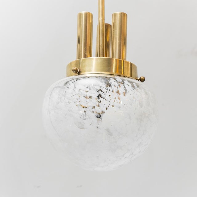 Gold Brass and Glass Pendant Lamp, 1960s For Sale - Image 8 of 10
