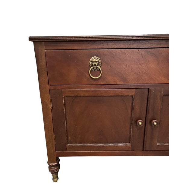 Late 20th Century Baker Furniture Milling Road Mahogany Server Cabinet With Lion's Head Brass Pulls For Sale In Charlotte - Image 6 of 10