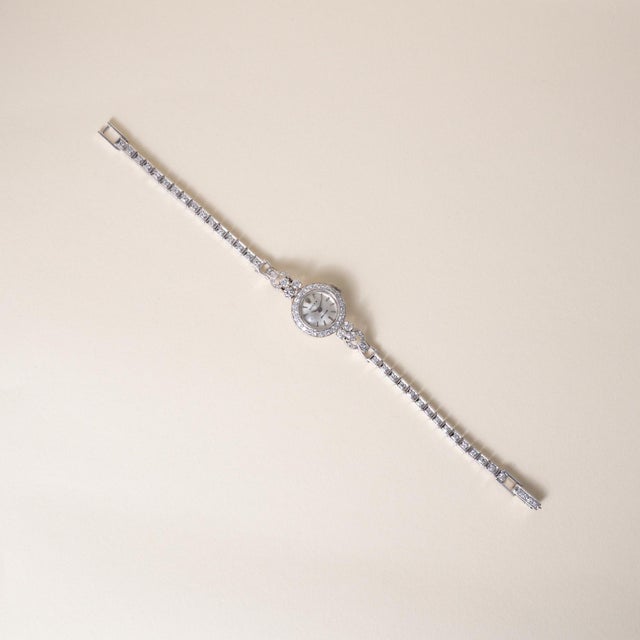 Rolex Vintage Rolex 1.50 Carats Diamond Precision Platinum Ladies Cocktail Watch For Sale - Image 4 of 7