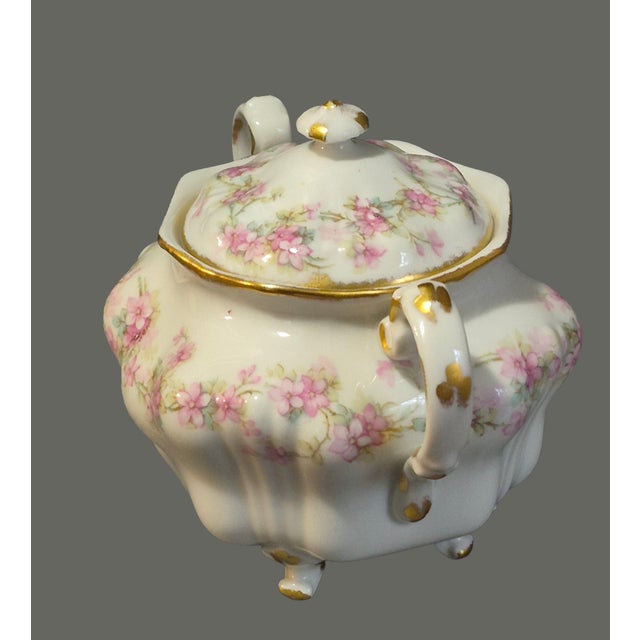 Victorian Vintage Limoges Elite L France Bawo & Dotter Hand Painted Floral Sugar Bowl For Sale - Image 3 of 11