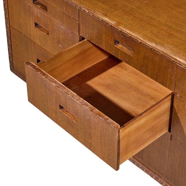 Frank Lloyd Wright for Henredon Taliesin Mid Century 11 Drawer Mahogany Lowboy Dresser For Sale - Image 9 of 11