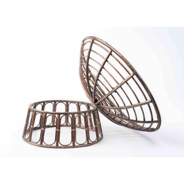 Papasan Armchairs with Matching Side Table, 1960s, Set of 3 For Sale - Image 9 of 10