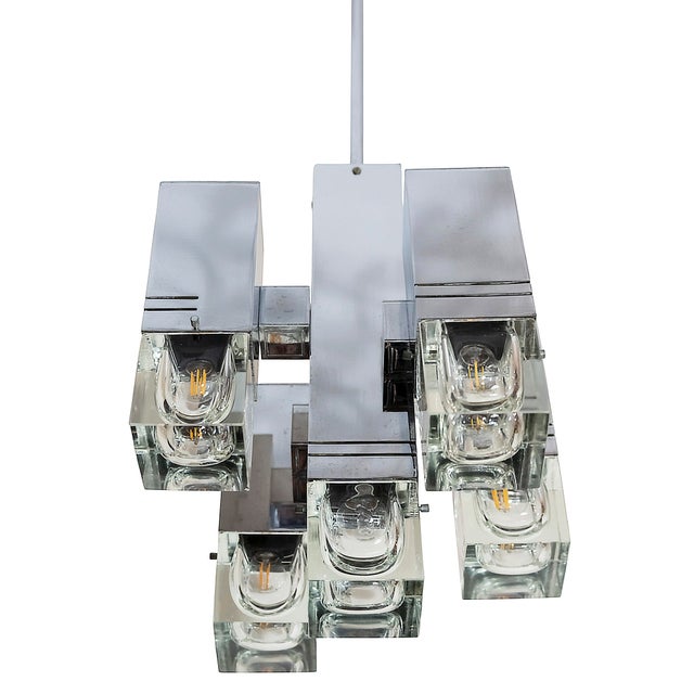 Mid-Century Modern Italian Chrome and Glass Pendant Light from Gaetano Sciolari, 1970 For Sale - Image 3 of 7