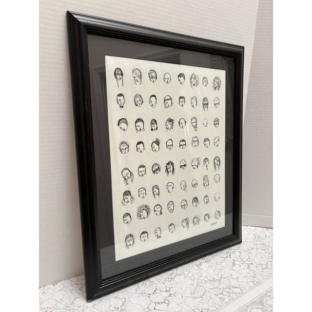 Vintage Artisan Ink Sketch of Many Artist Faces Entitled “Artist Seen” For Sale - Image 4 of 10