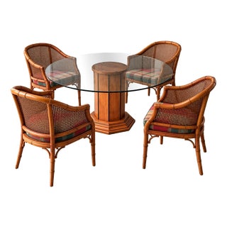 Vintage Faux Bamboo Dining Set, 1980s, Set of 5 For Sale
