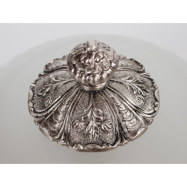 Silver 1950s Spanish Neo-Rococo Silver-Plated Cast Brass Plafond Flush Mount Ceiling Light For Sale - Image 8 of 13