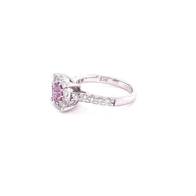 Contemporary 1.51 Carat Pink Sapphire Diamond 14 Karat White Gold Engagement Ring, Size 6.5 For Sale - Image 3 of 12