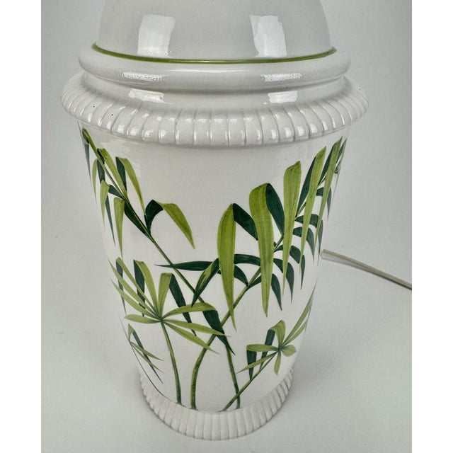Mid-Century Modern Italian Ceramic Hand Painted Palm Trees Table Lamp, 1960s For Sale - Image 6 of 9