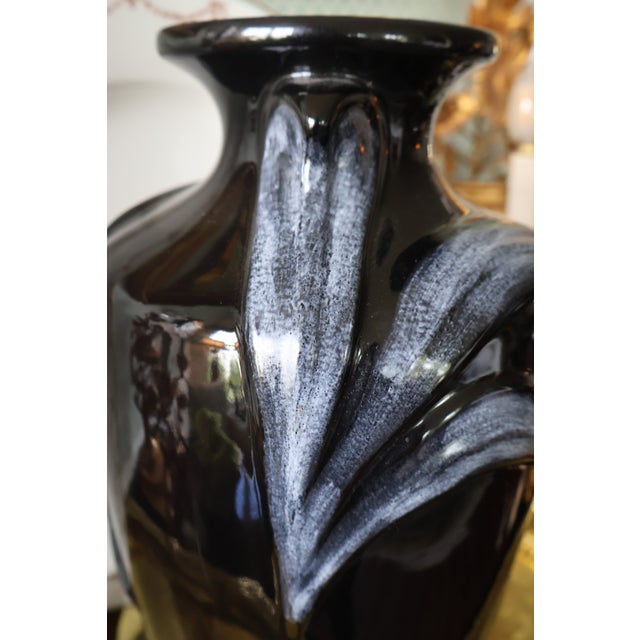Ceramic Vintage Harris Potteries Chicago Black & Pewter Art Deco Revival Vase For Sale - Image 7 of 18