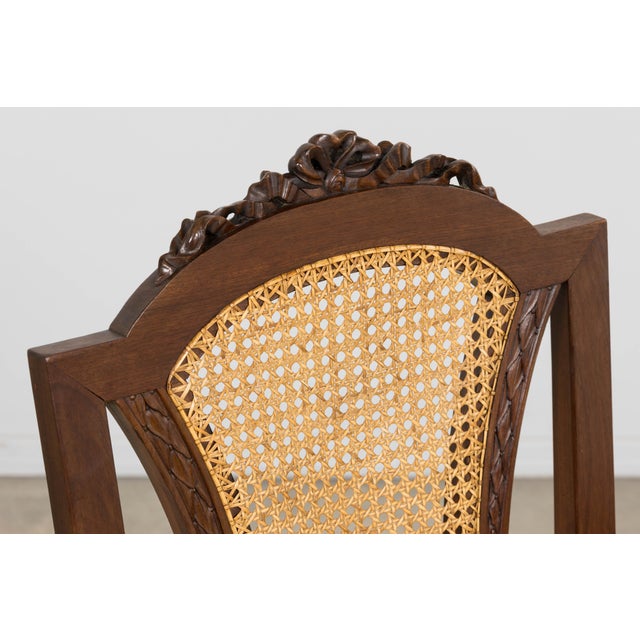 Set of Eight French Napoleon III Empire Style Mahogany Caned Dining Chairs, 19th Century For Sale - Image 9 of 18