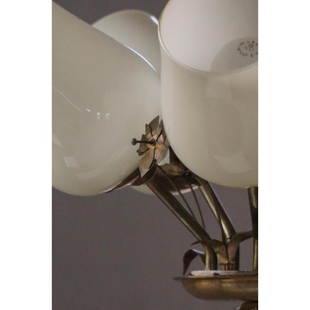 Chandelier in Brass & Glass by Paavo Tynell for Idman OY, Finland, 1940s For Sale - Image 12 of 14
