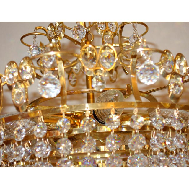 1970s Brass and Lead Crystal 5-Light Chandelier by Joska Bodenmais, 1970s For Sale - Image 5 of 11
