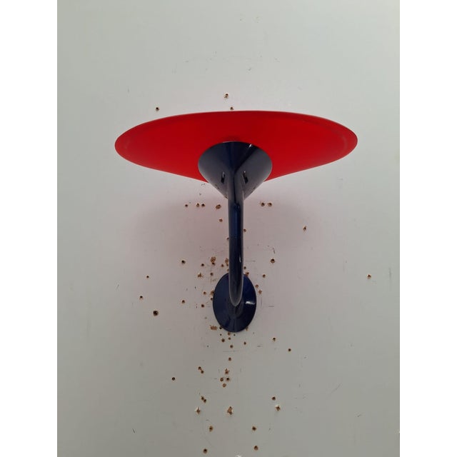 Postmodern Wall Lamps in Red and Yellow Satin Glass with Black Lacquered Metal Structure, Italy, 1980, Set of 2 For Sale - Image 6 of 17
