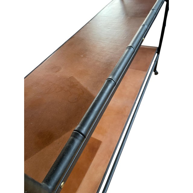 Vintage Stitched Leather Bookcase by Jacques Adnet, 1950s For Sale - Image 12 of 15