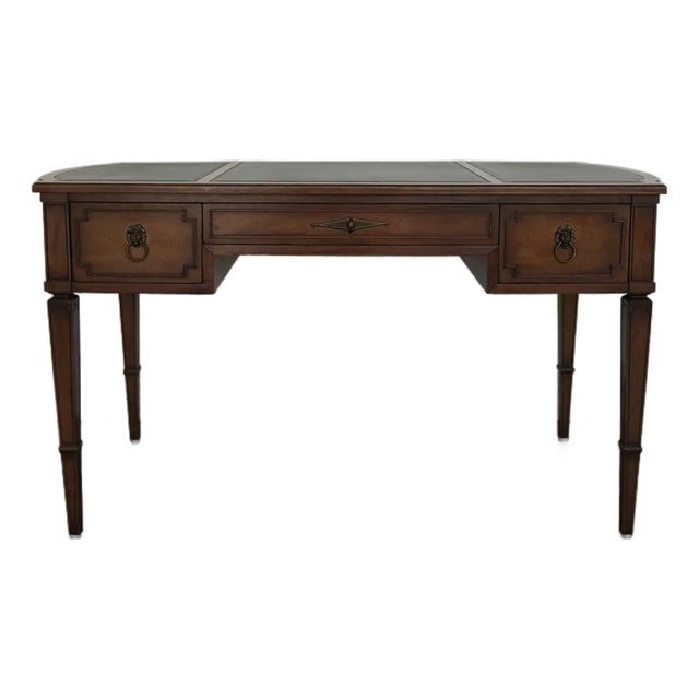 Attributed to Baker Furniture Leather Top Plat Desk For Sale