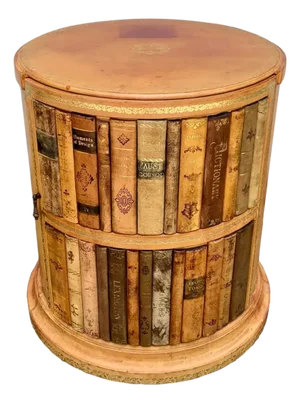 A Trompe l'Oeil Library Table | Embossed Faux Books Round Drinks Table