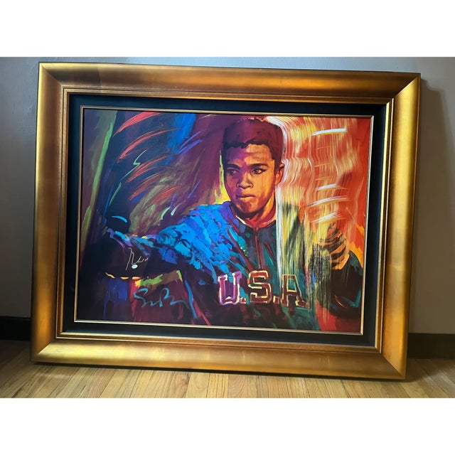 Contemporary Mixed Media Painting on Canvas Muhammad Ali Usa Gold by Simon Bull For Sale - Image 11 of 12