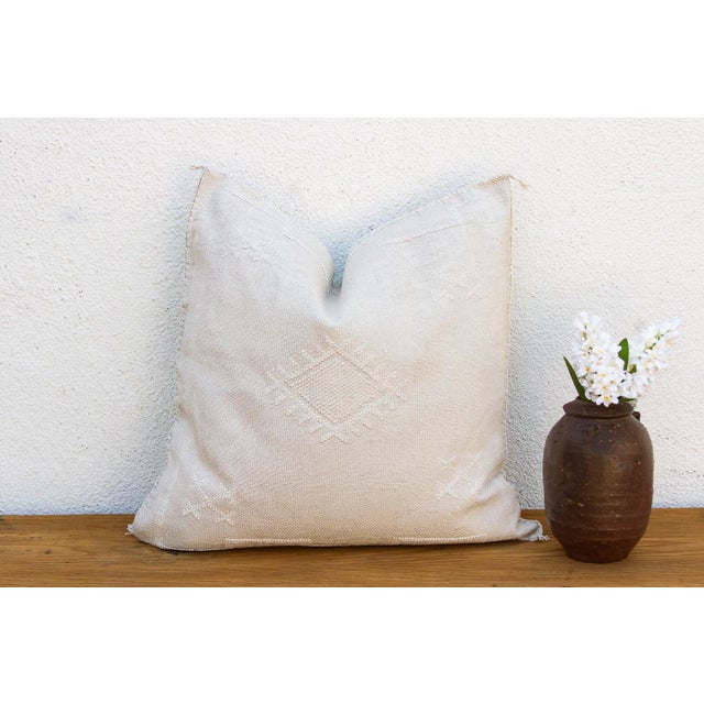 Textile 24" Dune Script Moroccan Silk Pillow For Sale - Image 7 of 7