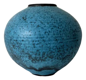 Ceramic Moon Jar with Robin Egg Blue Glaze by Otto Heino