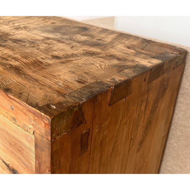 Wood 19th Century Spanish Unfinished Pine "Mobila" Tall Chest of Five Drawers For Sale - Image 7 of 18