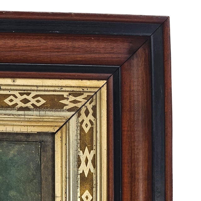 Early 20th Century Aesthetic Movement Solid Walnut Frame W Gilt Gesso Liner and Portrait Print C1900 For Sale - Image 5 of 14