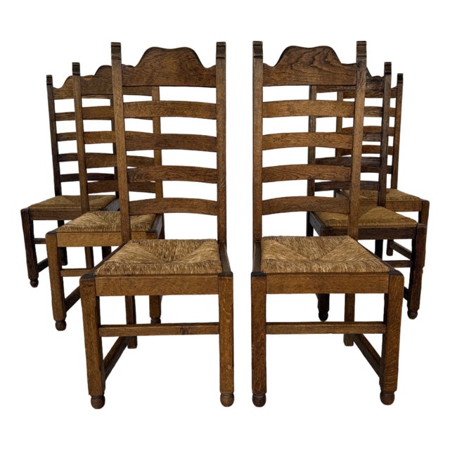 French Farmhouse Ladder Back Dining Chairs – Set of 6 For Sale
