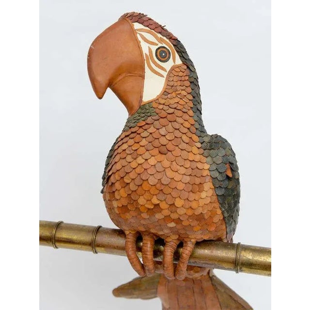 1970s Vintage Leather Parrot by Federico For Sale - Image 5 of 10