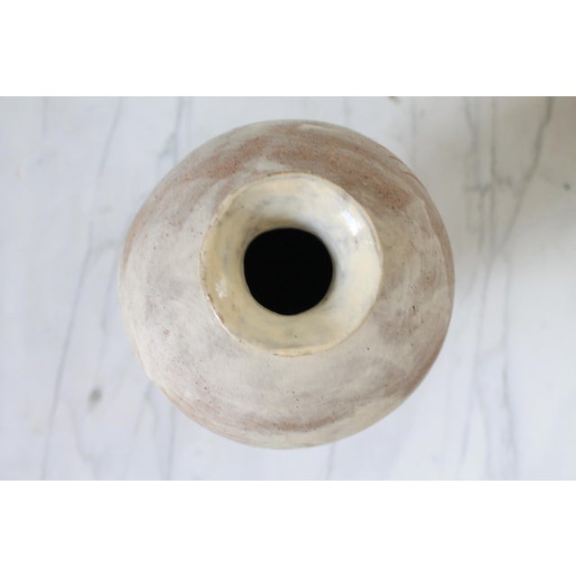 Cream Vintage Studio Pottery Vase Featuring an Incised Dragon Motif For Sale - Image 8 of 10