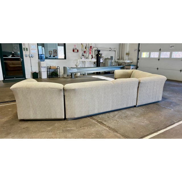 Vintage Mid Century Modern Milo Baughman Style Chrome Base 3 Piece Sectional Sofa For Sale - Image 10 of 15