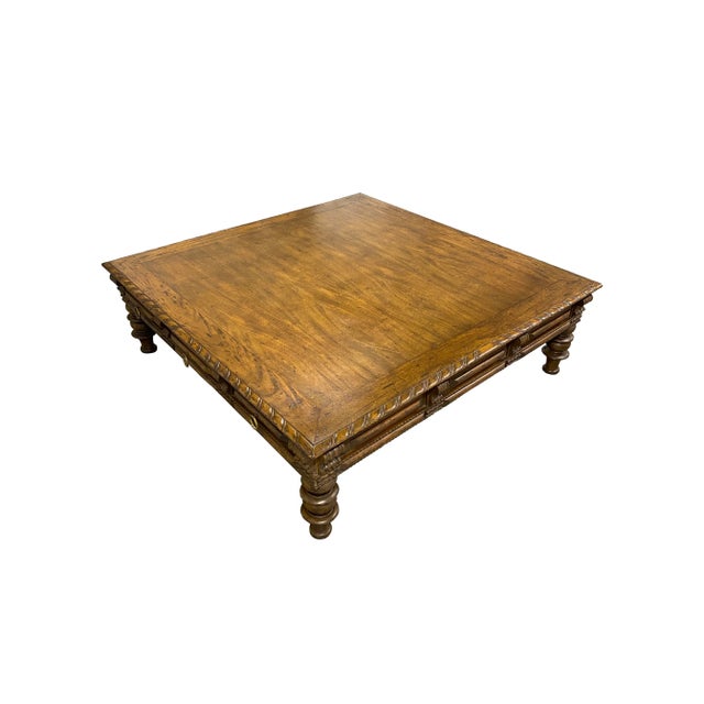 Portuguese-Colonial style square cocktail table hand-crafted in Mexico c. 1999 by Alfonso Marina Ebanista - an artisan...