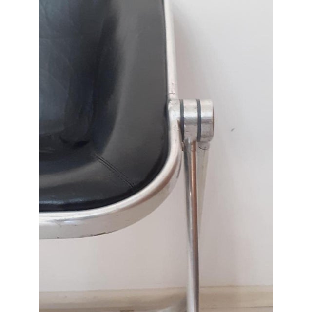 Black Leather Plona Folding Armchair by Giancarlo Piretti for Anonima Castelli, Italy, 1970 For Sale - Image 10 of 12