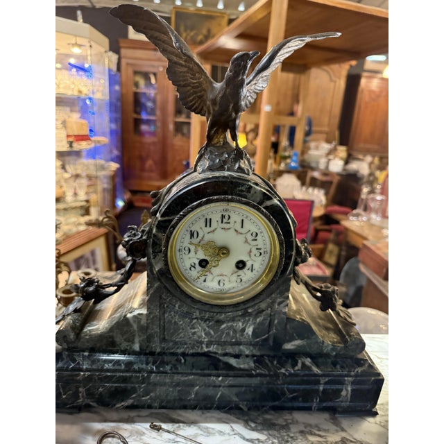 Clock in Marble and Bronze For Sale - Image 4 of 7