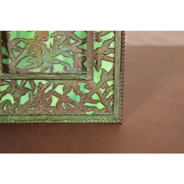 Green Apollo Studios New York Arts & Crafts Grapevine Pattern Bronze and Slag Glass Picture Frame For Sale - Image 8 of 13