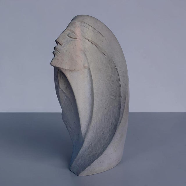 1980s Deco Sandstone Ceramic Abstract Woman Sculpture For Sale - Image 4 of 9
