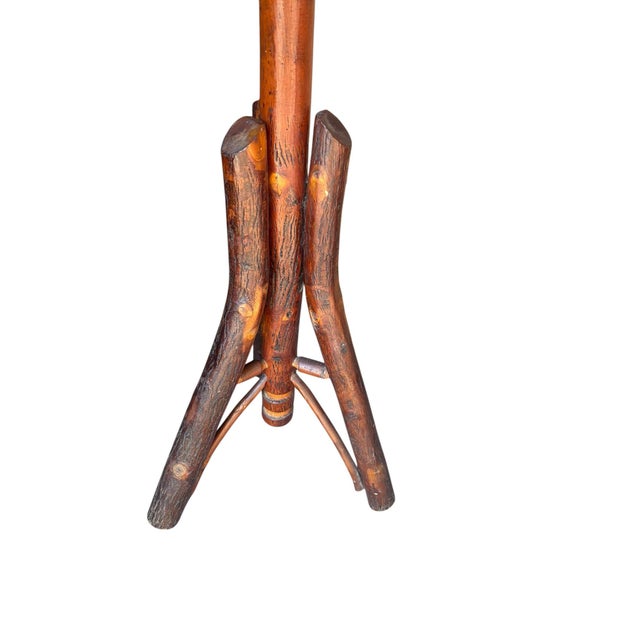 Brown Early 20th Century Rare Adirondack Rustic Hickory Furniture Co Laporte Indiana Coat Hat Rack Hall Tree Original Label For Sale - Image 8 of 12