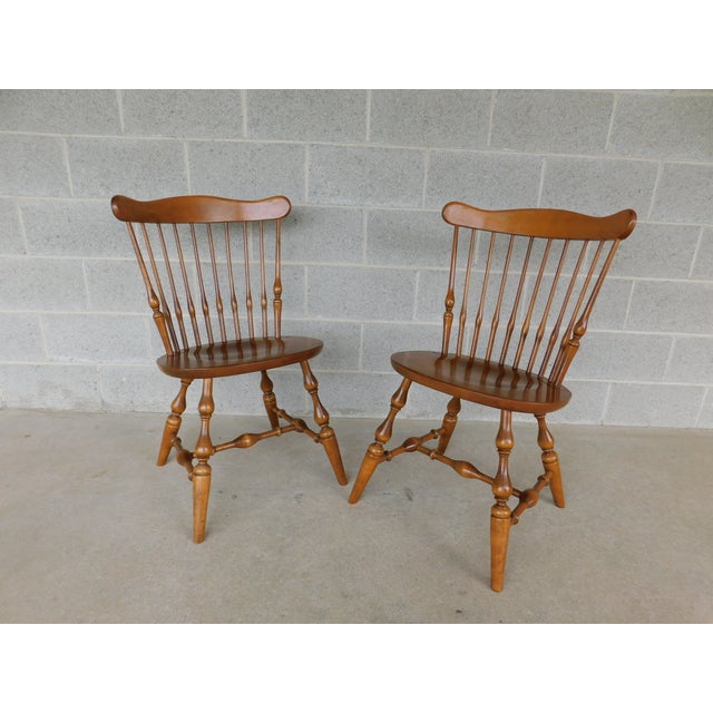 Traditional Ethan Allen Heirloom Nutmeg Fan Back Windsor Side Chair - A Pair 10-6102 For Sale - Image 3 of 12