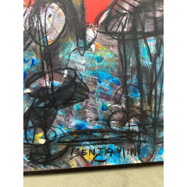 Late 20th Century Benjamín De León Dominican Expressionist Figurative Mixed Media Painting For Sale - Image 5 of 10