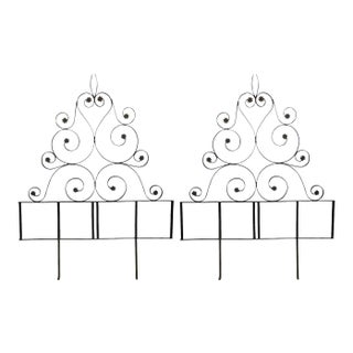 Pair of 1950s Solid Iron Headboard With Metal Fleurs. California King Size For Sale