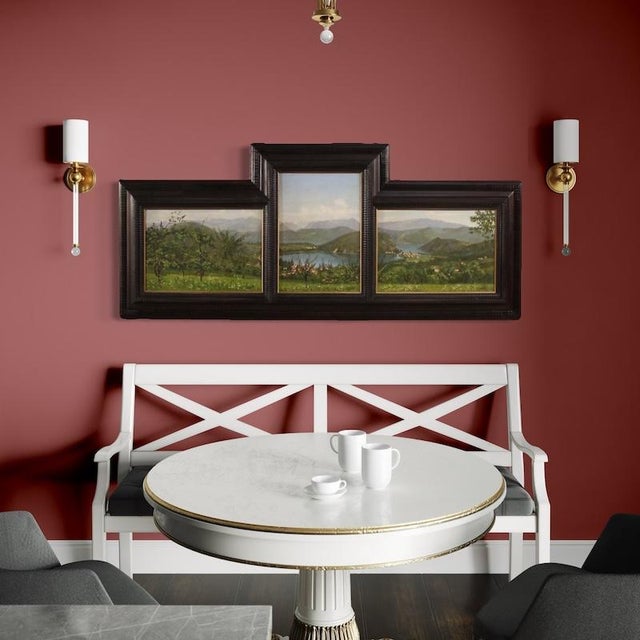 Views of Lake Lugano, 1940, Oil on Panel Triptych, Set of 3 For Sale - Image 8 of 16