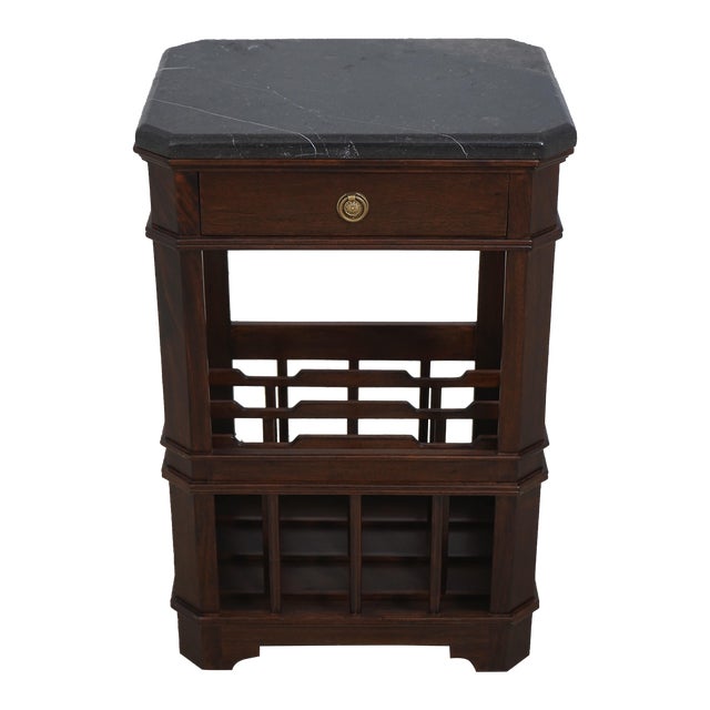 Magazine Rack End Table W. Marble Top For Sale